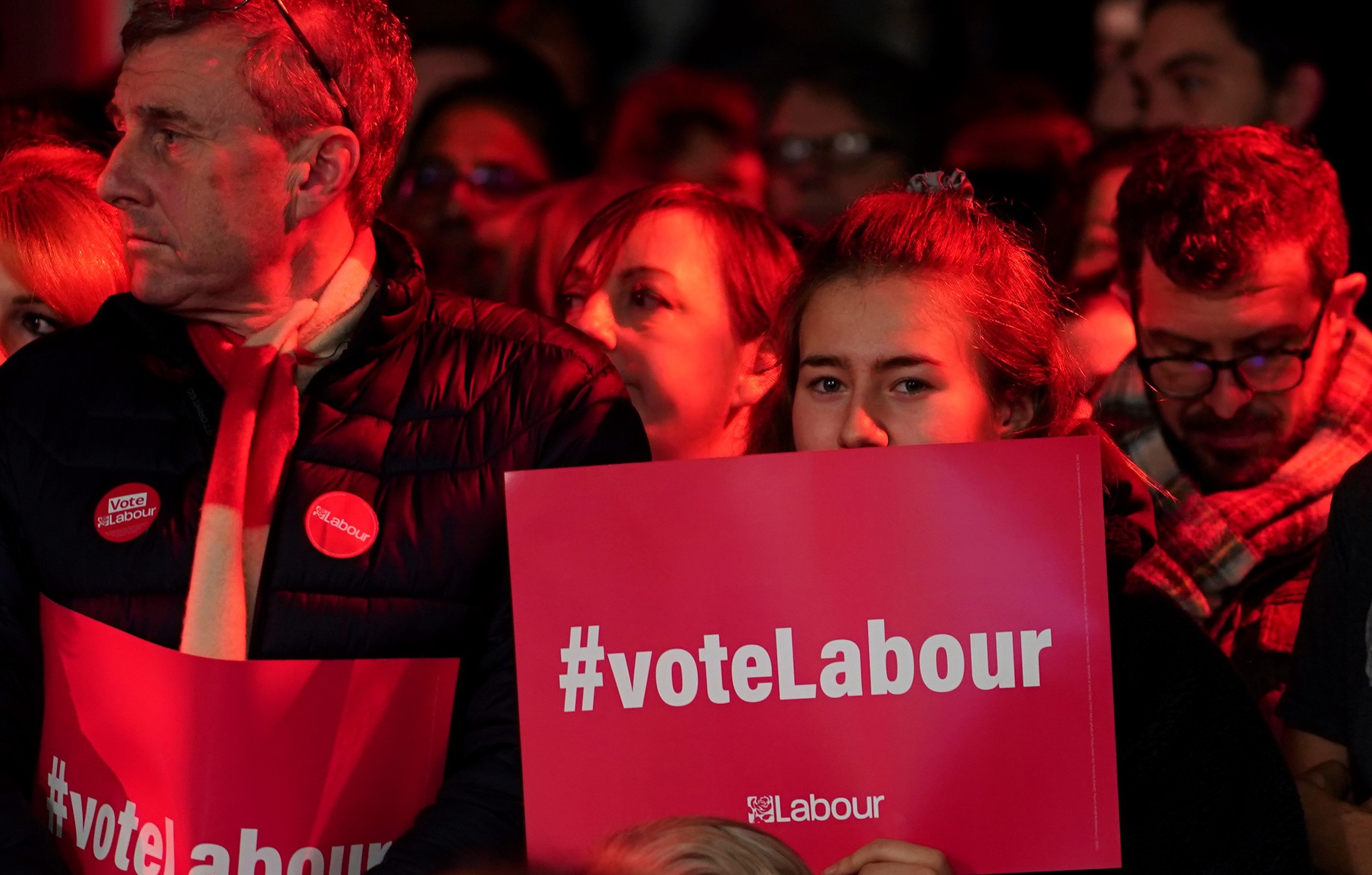 Supporters gather inside the venue of Britain's opposition Labour Party leader Jeremy Corbyn's final general election campaign event in London, Britain on 11 December (Reuters)