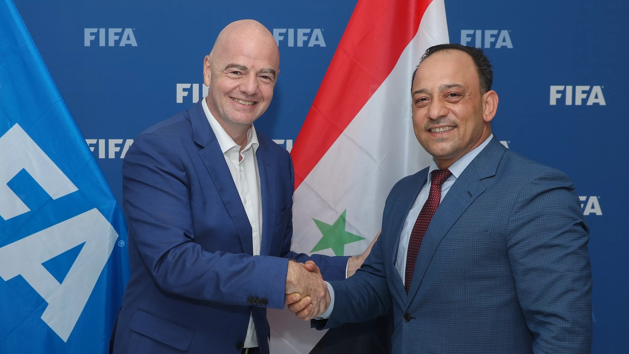 fifa gianni infantino syrian football association president salah edeen ramadan