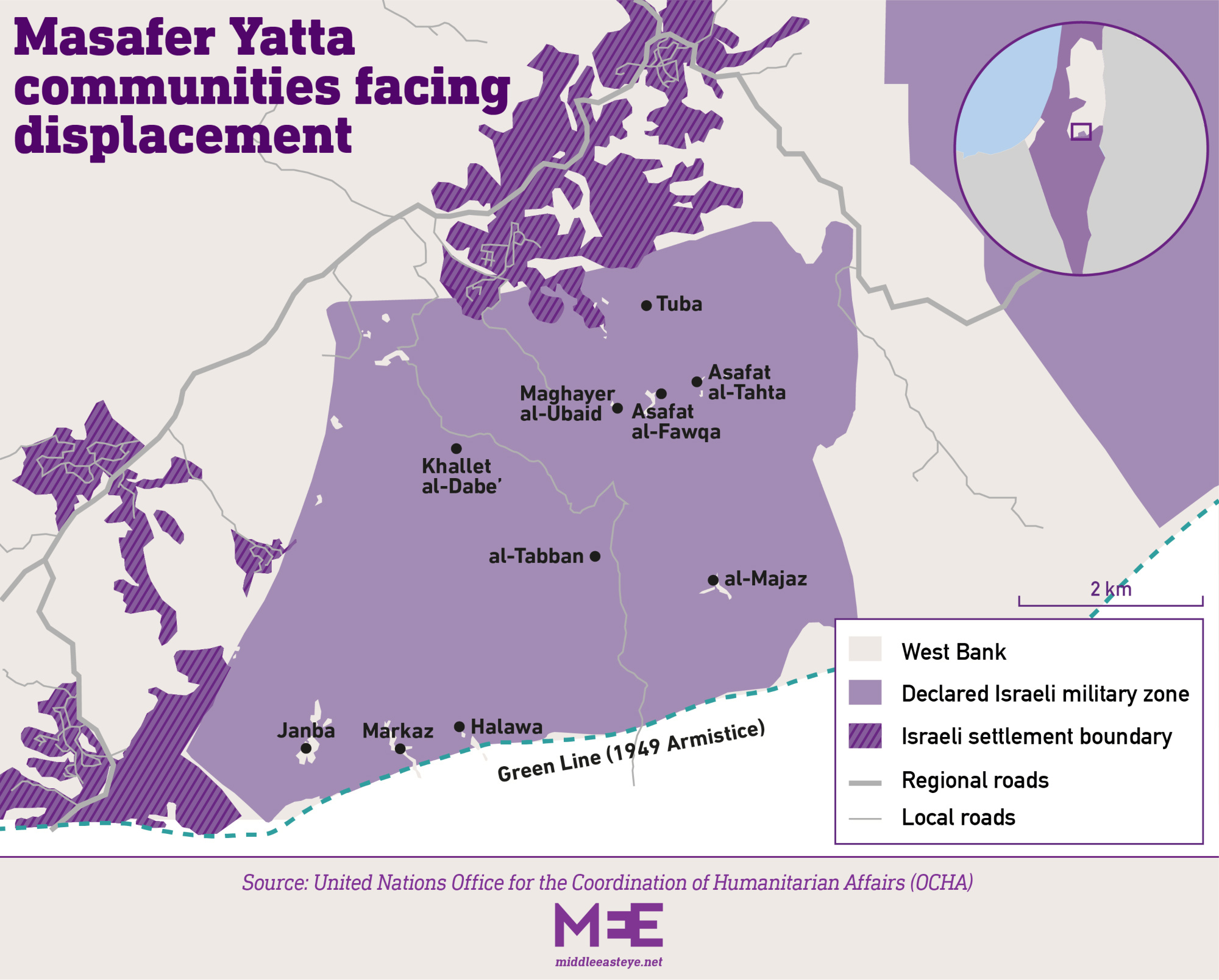 Masafer Yatta mapa, Cisjordania