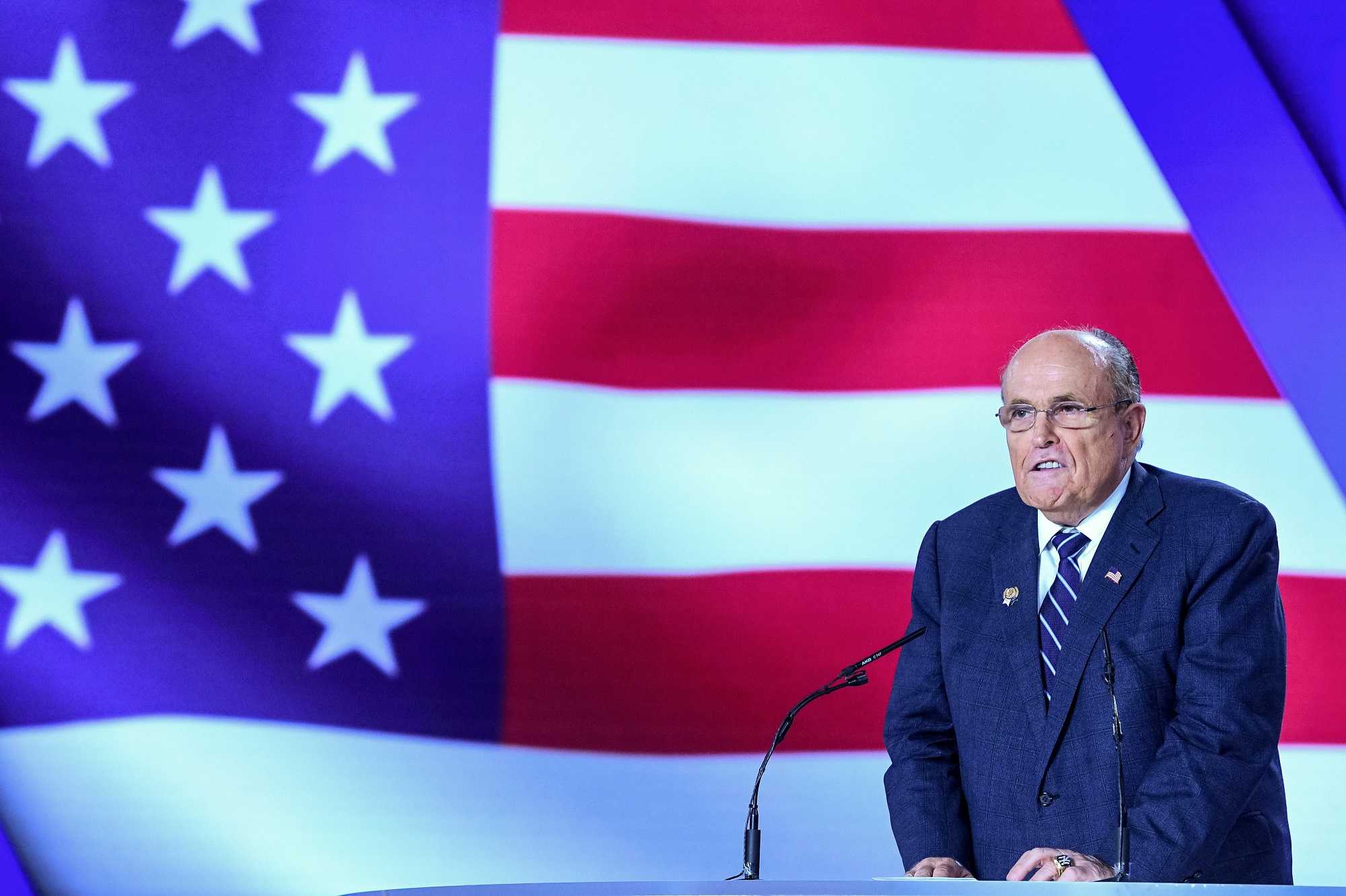 Rudy Giuliani a qualifié le MeK de « gouvernement en exil » le 13 juillet lors d’un événement en Albanie (AFP)