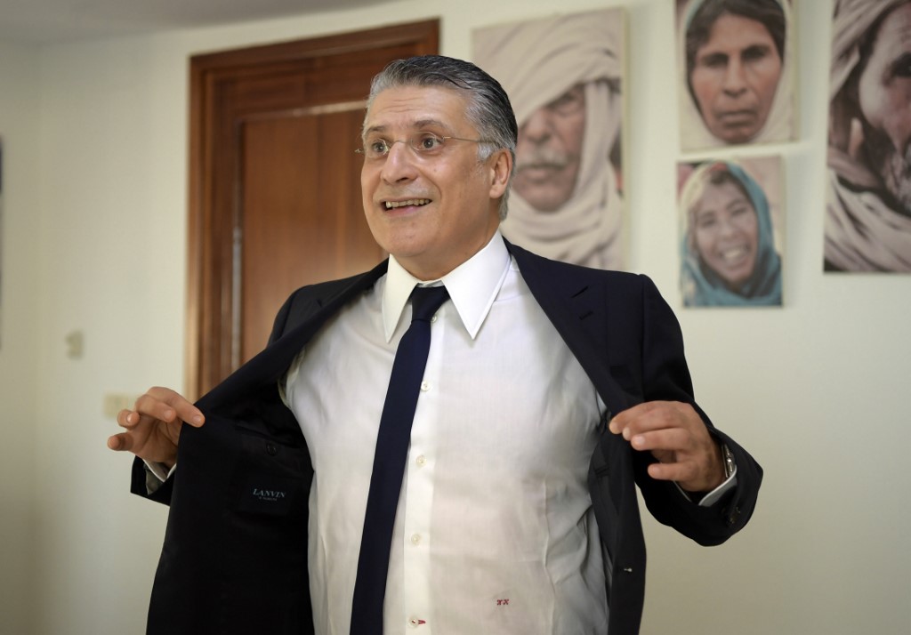 Nabil Karoui speaks during an interview with AFP in Tunis last week (AFP)