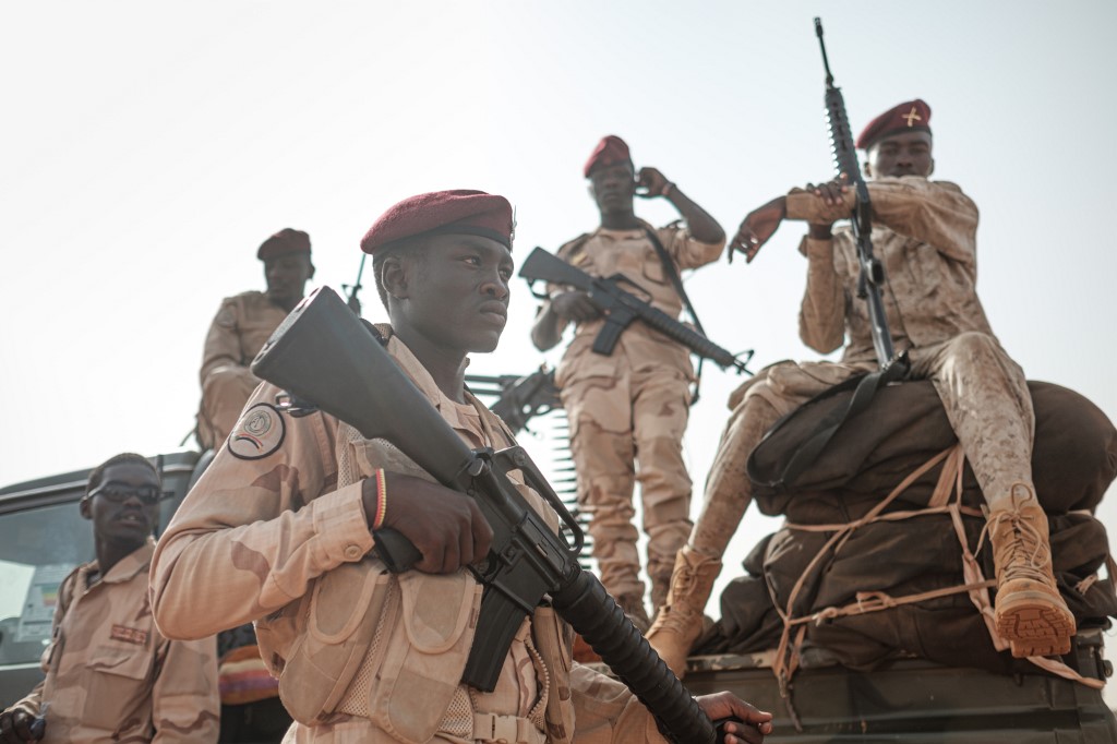Members of Sudan’s Rapid Support Forces are pictured in the village of Abraq on 22 June (AFP)