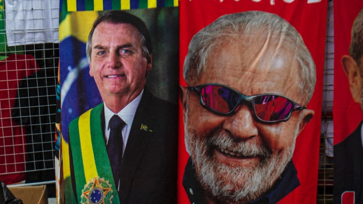 View of towels with the image of Brazilian President Jair Bolsonaro (L) and Brazilian former President Luiz Inacio Lula da Silva, in Rio de Janeiro, Brazil, on 27 September 2022.