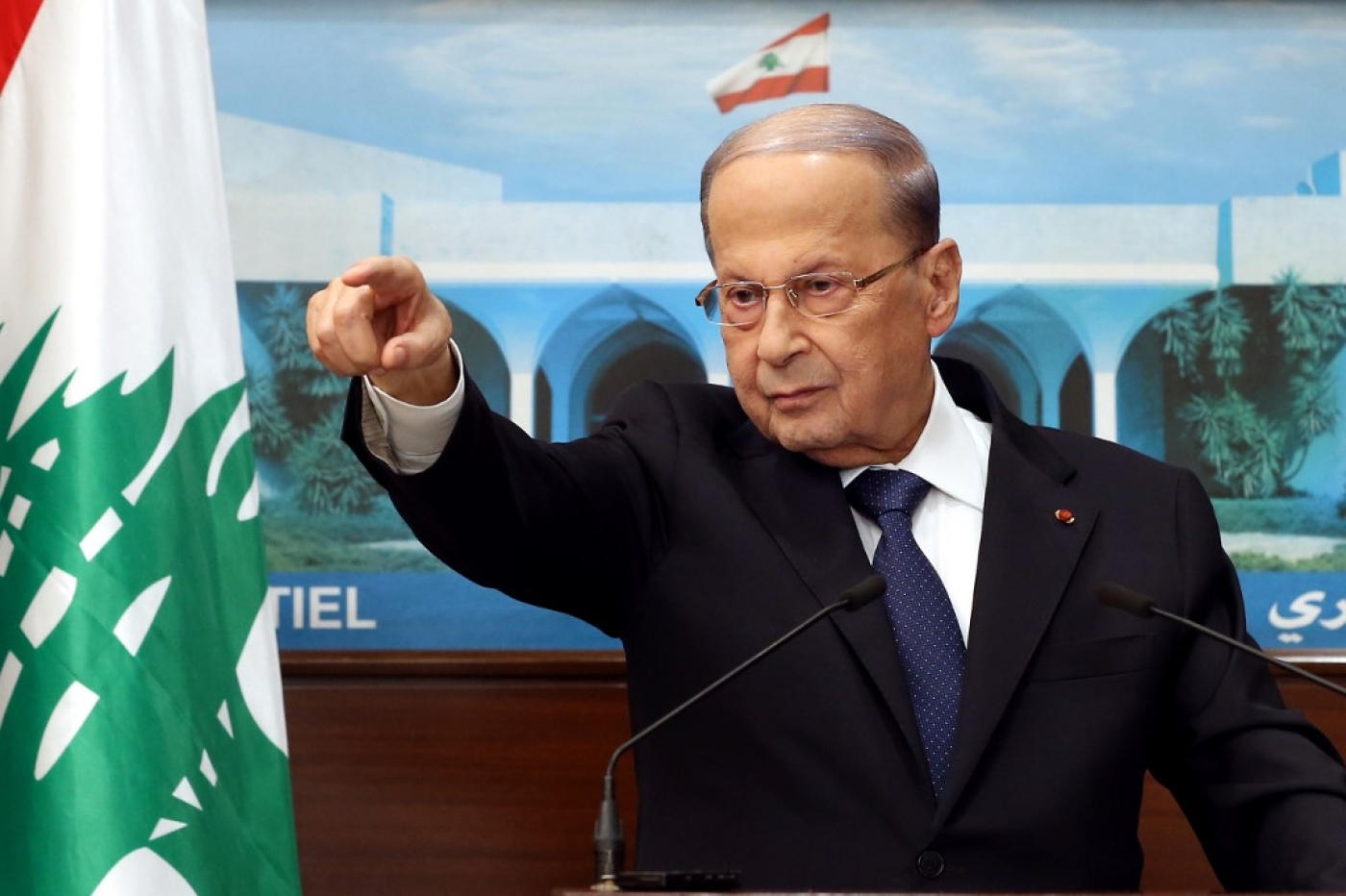 Lebanese President Michel Aoun gave a televised address a week after a deadline with France to name a cabinet passed.