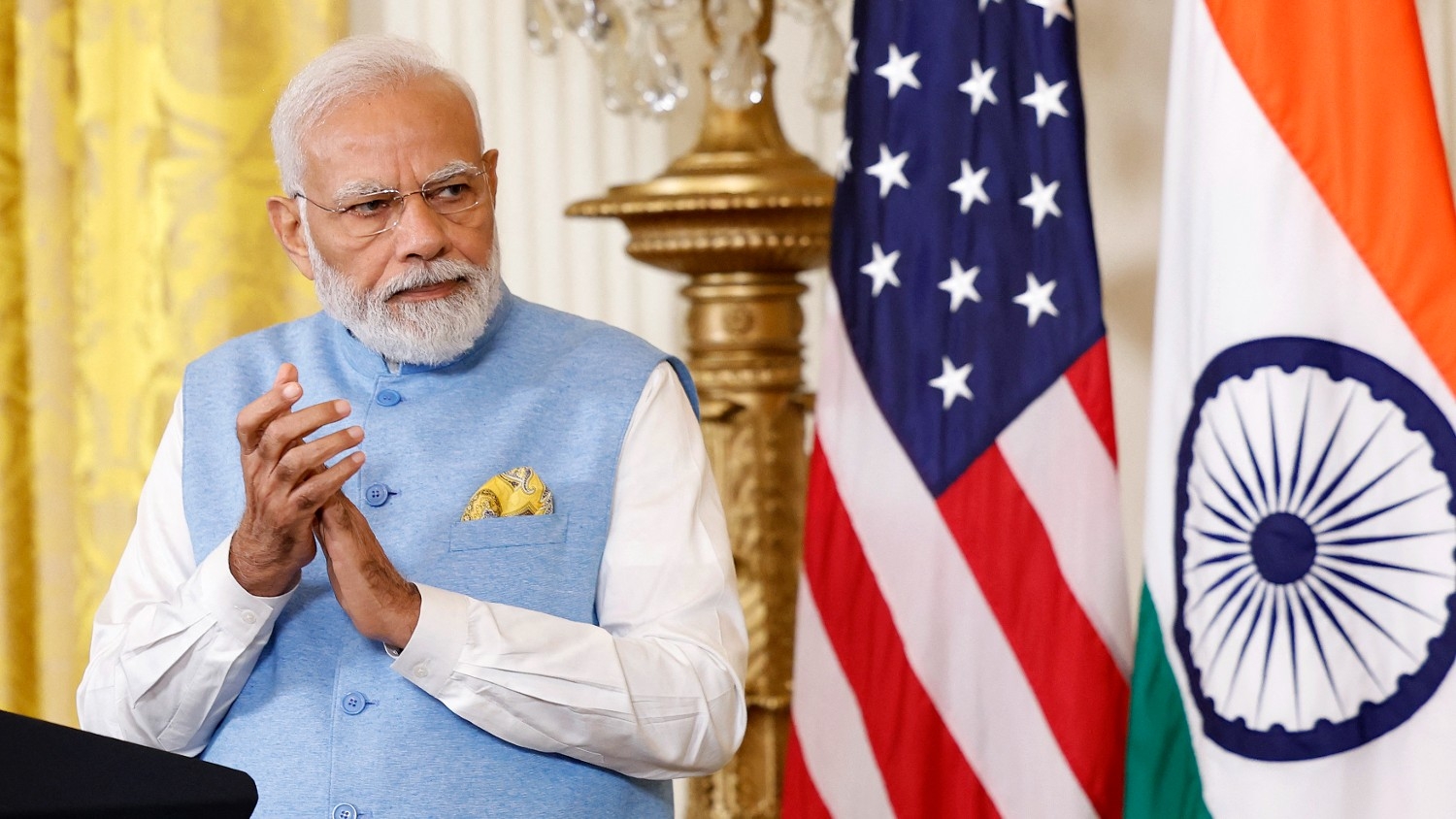 Indian Prime Minister Narendra Modi during a joint press conference with US President Joe Biden in Washington on 22 June 2023.