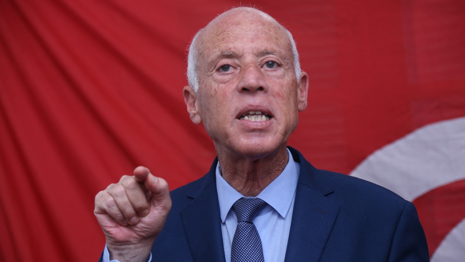 A file photo of Kais Saied during a press conference in Tunis on 17 September 2019.