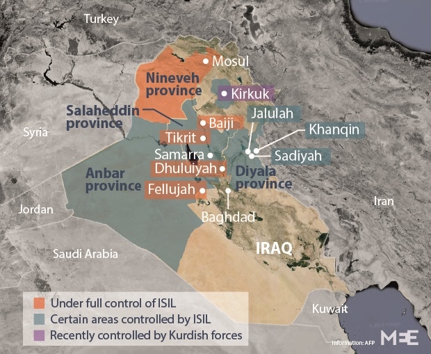 Areas under ISIL control 13 June (AFP)