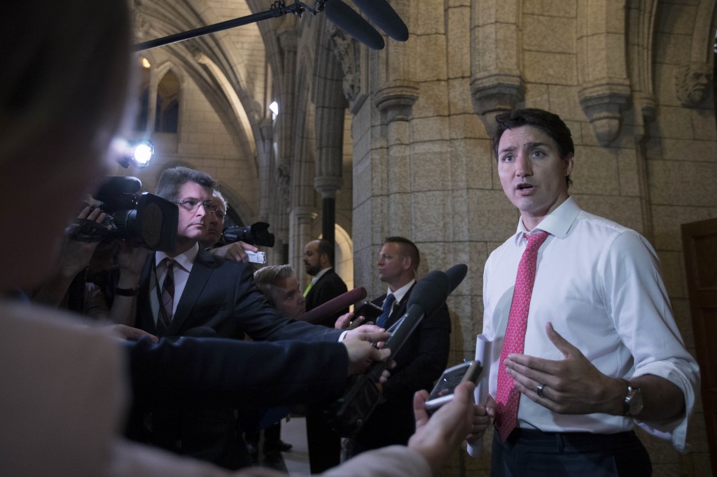 Canadian Prime Minister Justin Trudeau speaks in Ottawa in June 2018 (AFP)
