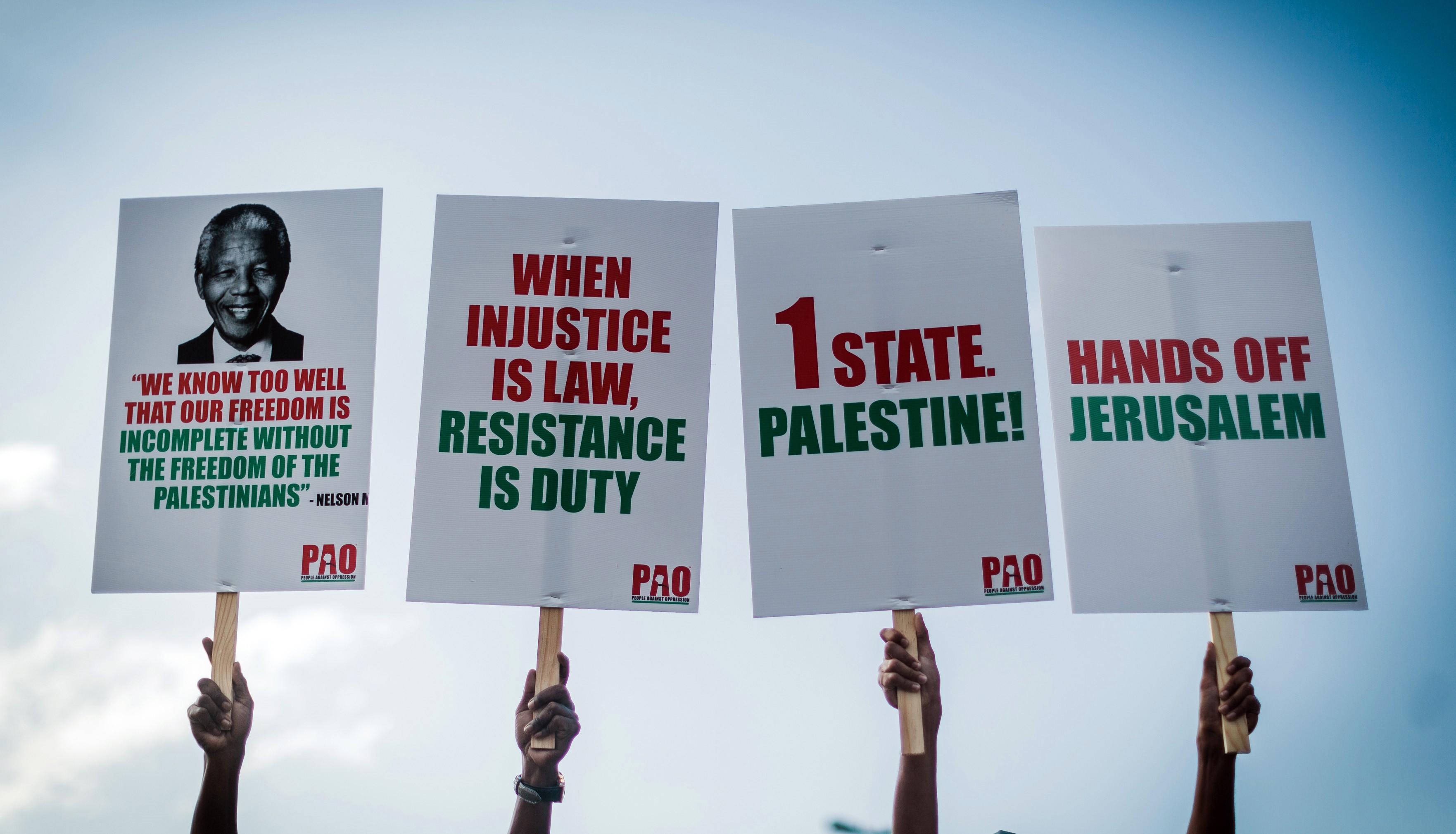 A demonstration by pro-Palestinian groups and other civil society organisations, in Durban on 2 June, 2018 to protest against the killing of Palestinians by Israeli forces in Gaza (AFP)