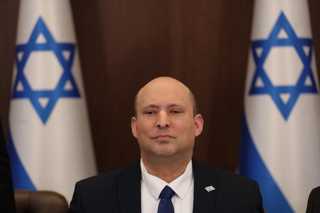 Israeli Prime Minister Naftali Bennett at a cabinet meeting in Jerusalem on 15 May 2022. (AFP)