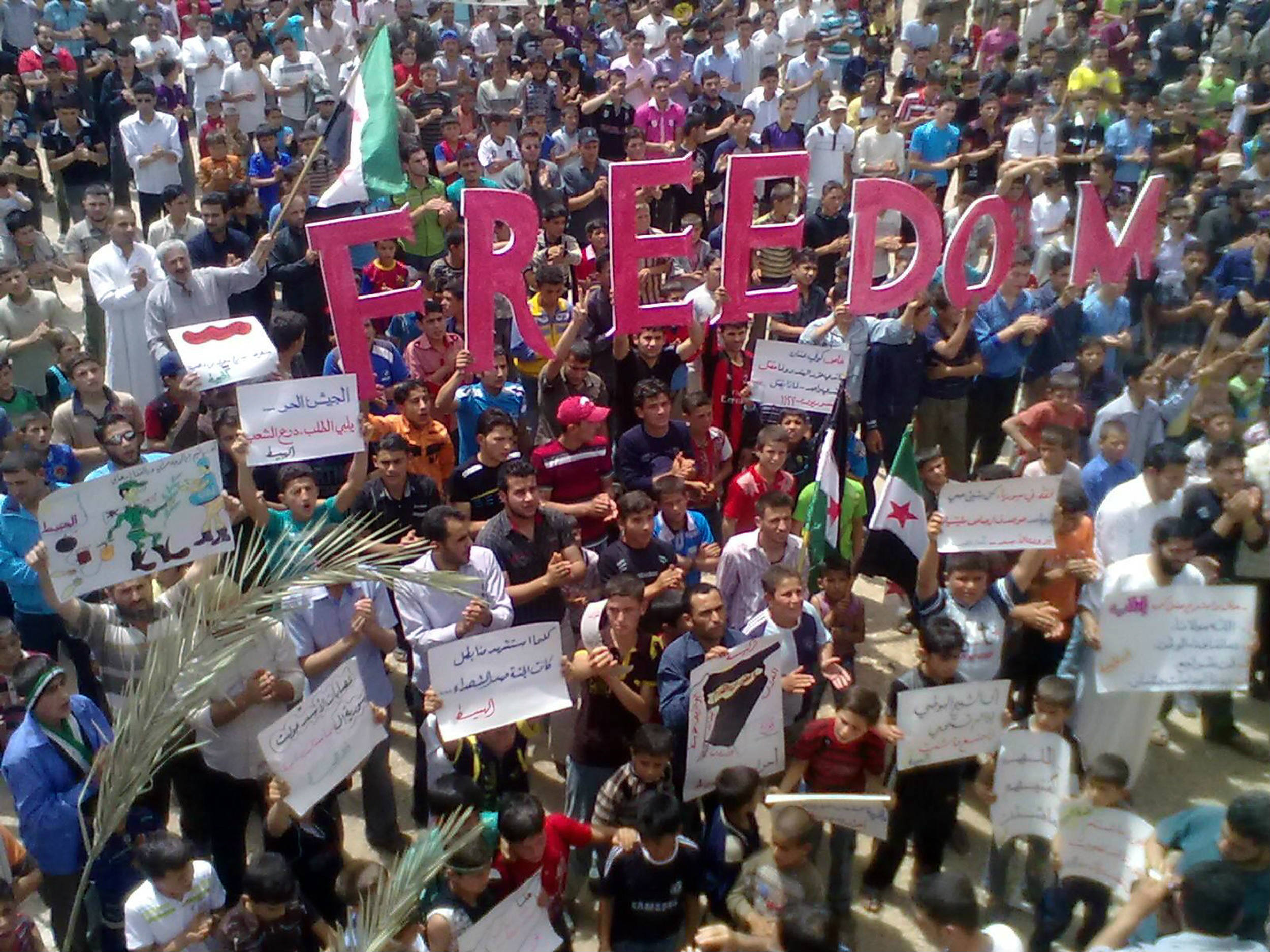 An anti-Syrian government demonstration in Idlib province in 2012 (AFP)