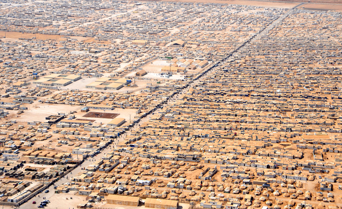 An aerial view of Zaatari refugee camp (WikiCommons)