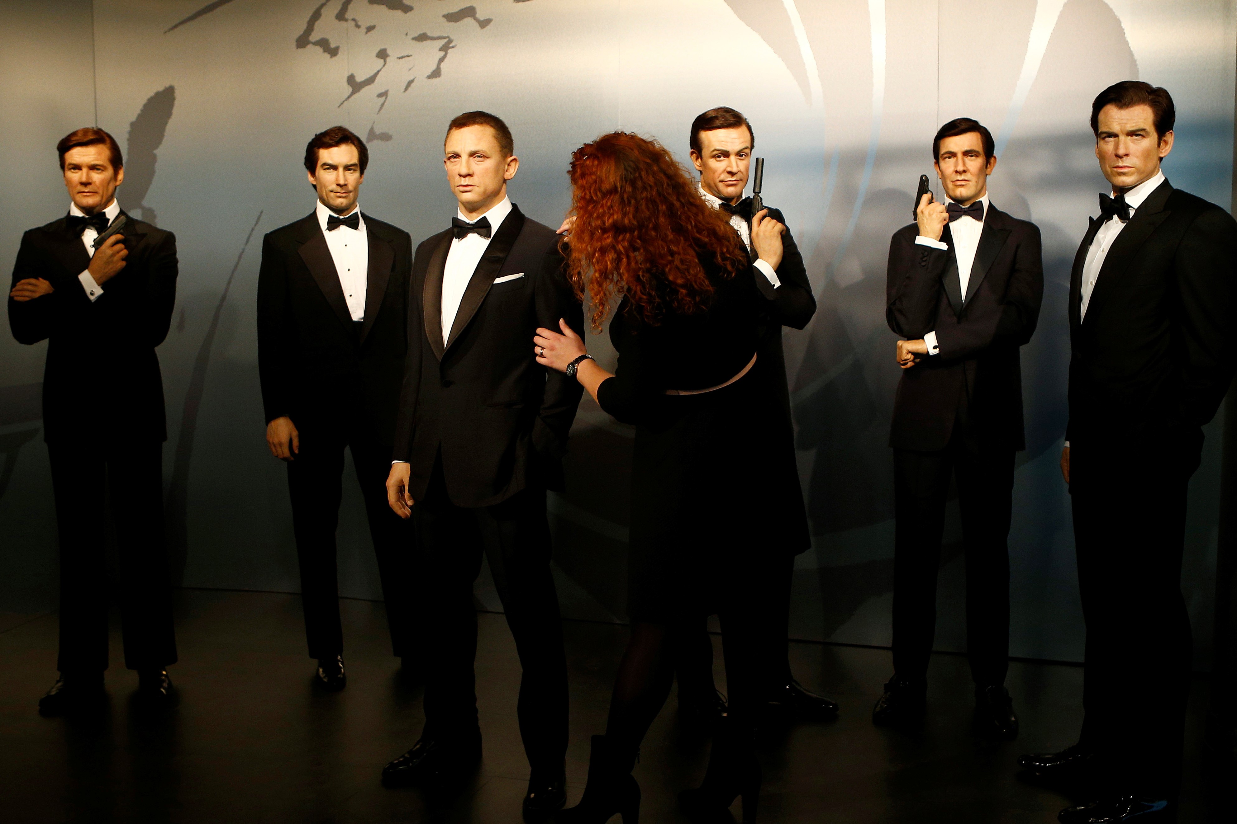 Wax figures of all 6 actors who portrayed James Bond character (Reuters)