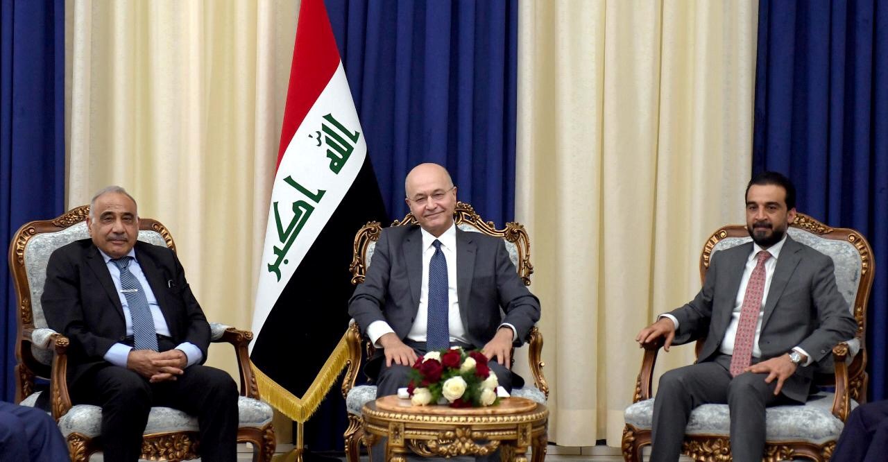 Iraqi president,prime minister, and the speaker of parliament meet at Salam Palace in Baghdad on 26 August (Reuters)