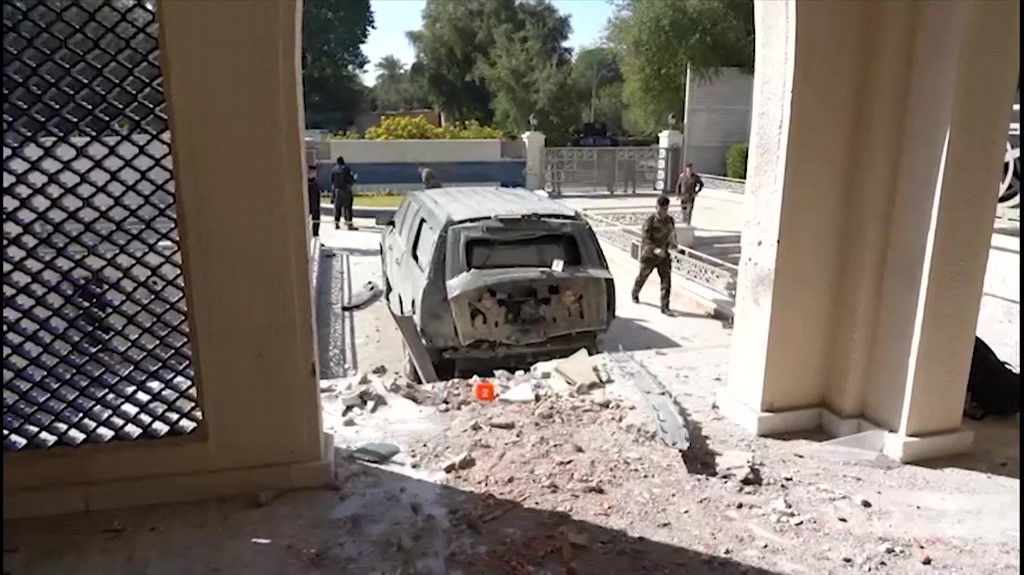 Aftermath of a drone attack on the residence of Iraqi Prime Minister Mustafa al-Kadhemi's residence