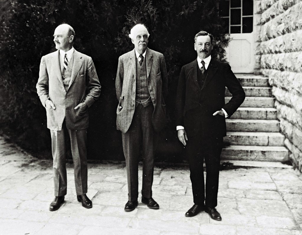 British General Edmund Allenby, Arthur Balfour and Herbert Samuel, first high commissioner of Palestine