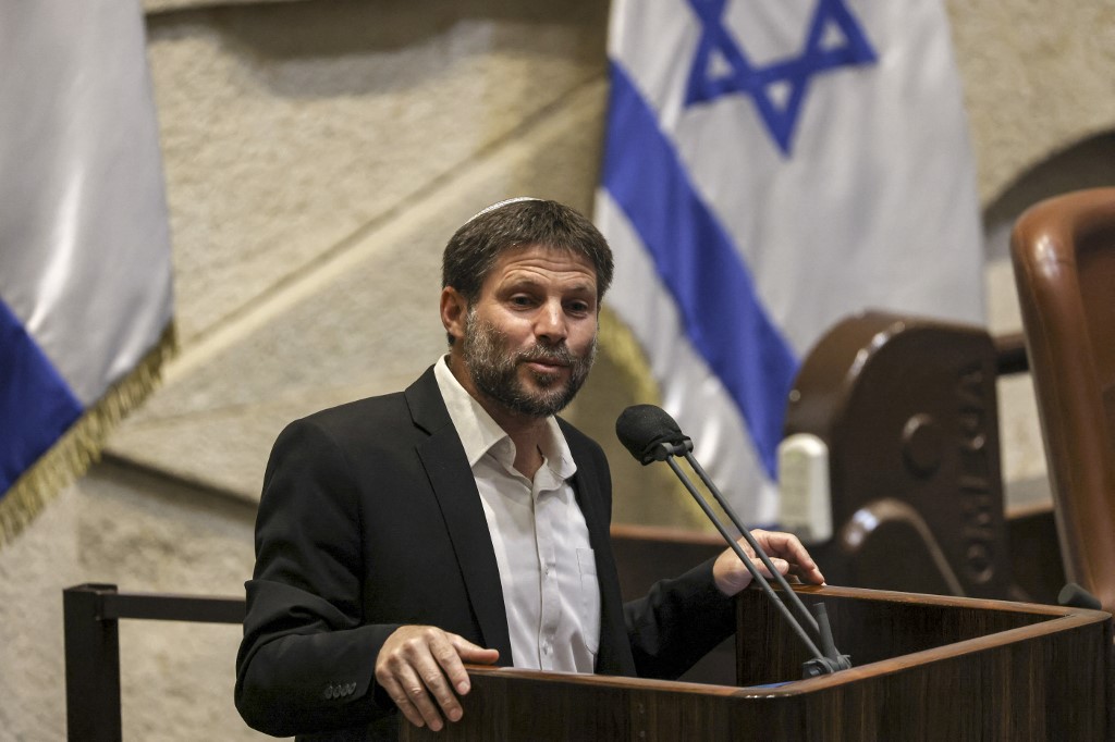 Bezalel Smotrich, leader of the Religious Zionist Party (Tkuma), speaks during a plenum session on the state budget on September 2, 2021. AFP