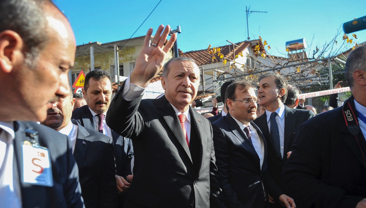 Turkey's President Recep Tayyip Erdogan waves during a visit to Komotini, northeast Greece, in 2017 (AFP)