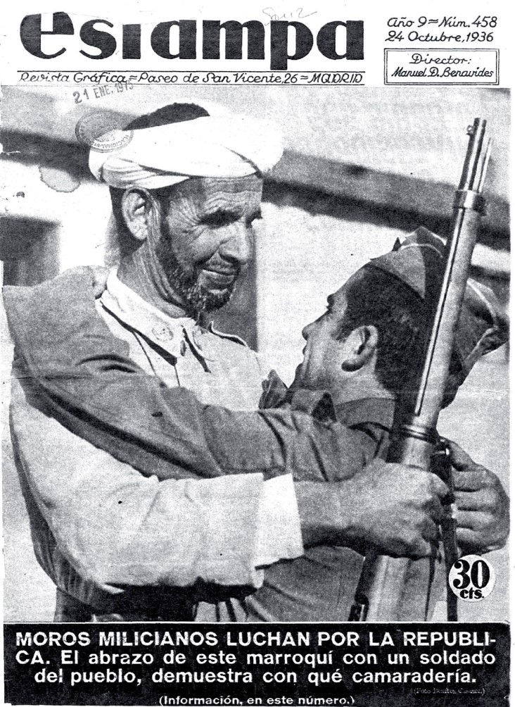 This 1936 cover of Estampa Magazine is headlined: Moroccan Militias Fight for the Republic (Estampa Magazine)