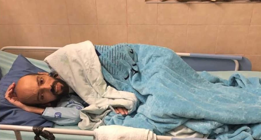 Khalil Awawdeh in Shamir Medical Center after his health worsened following five months in hunger strike (Twitter/screengrab) 