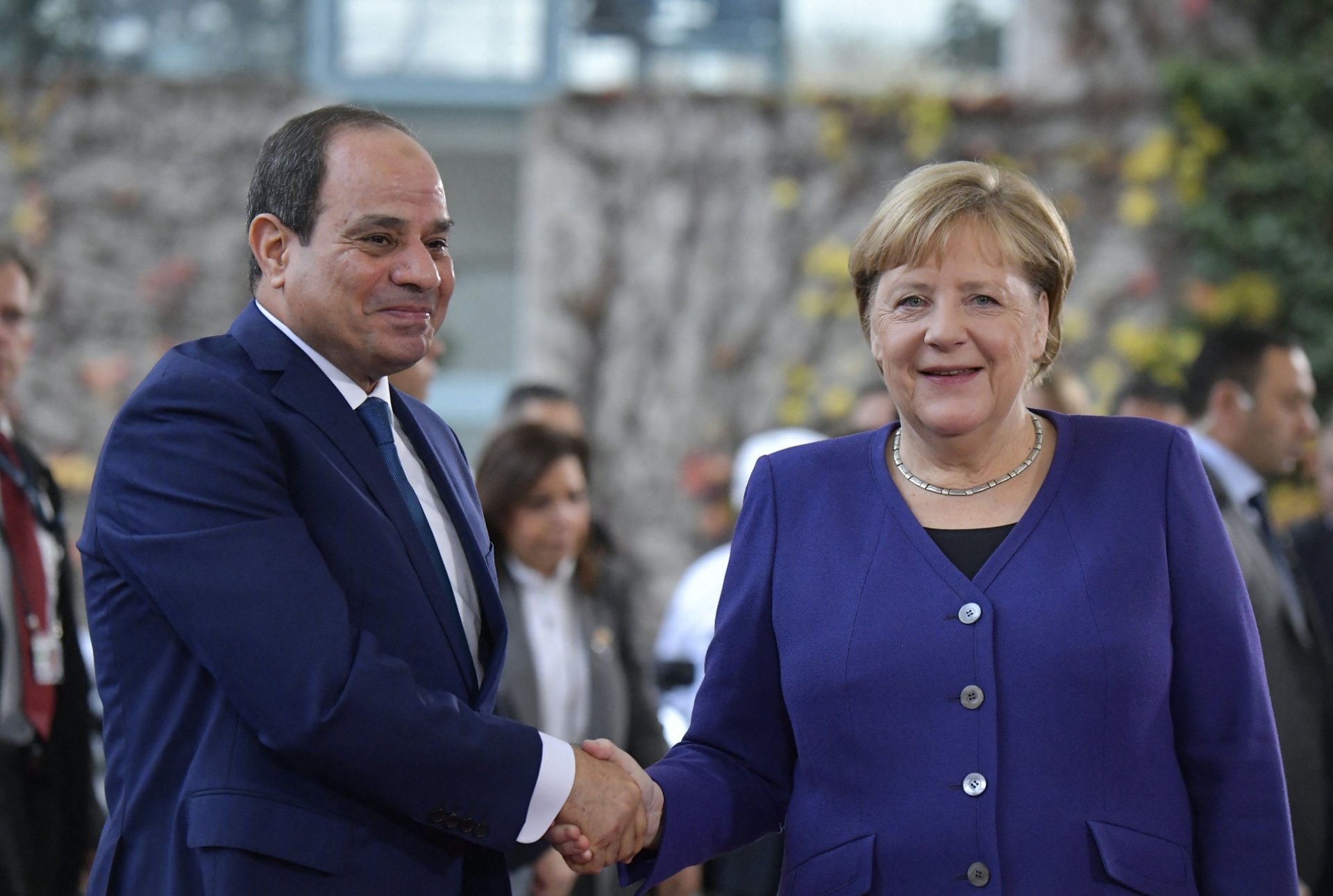 Abdel Fattah El-Sisi and Angela Merkel