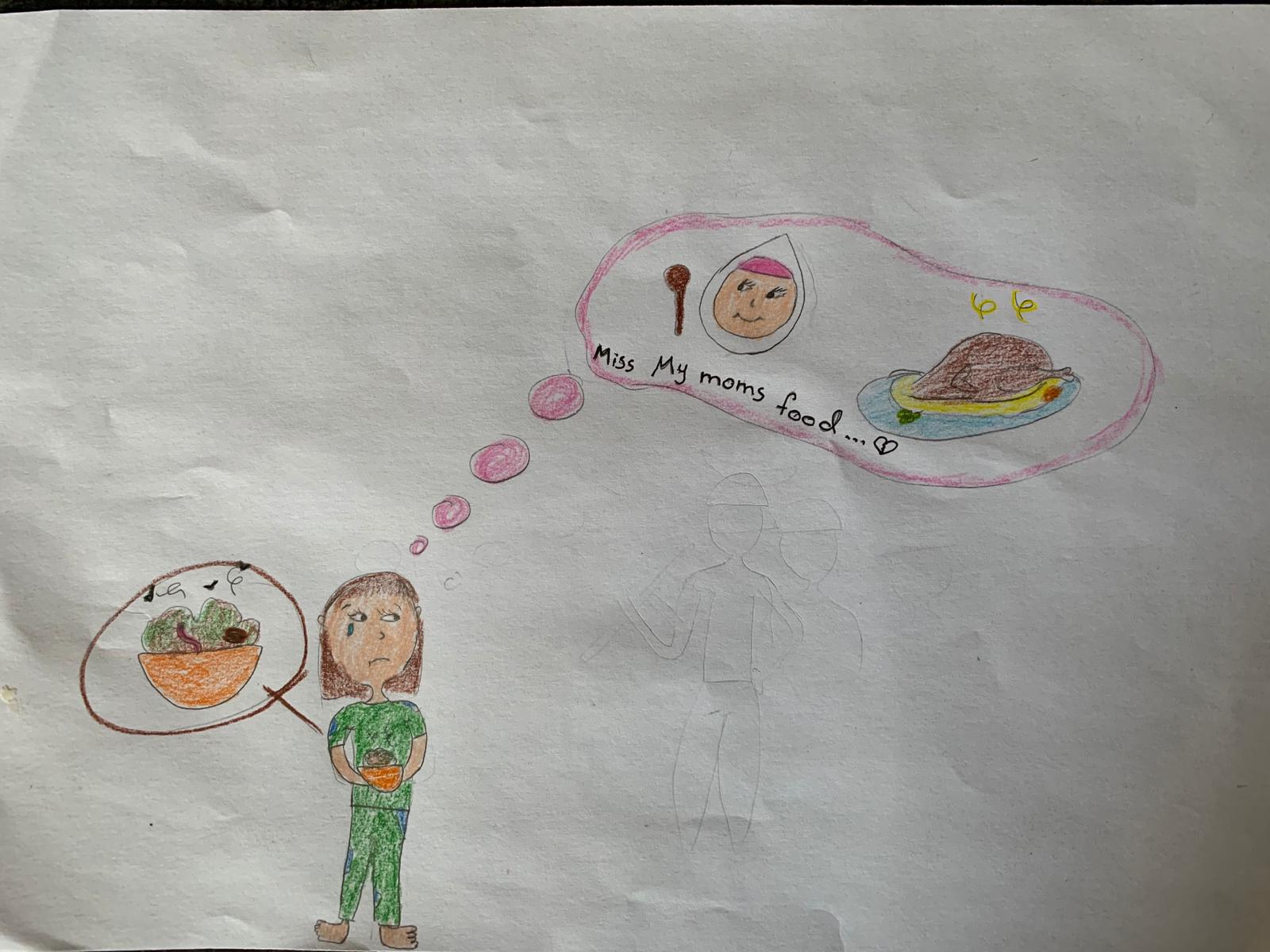 Heba* drew this picture of her time in detention (Save the Children)