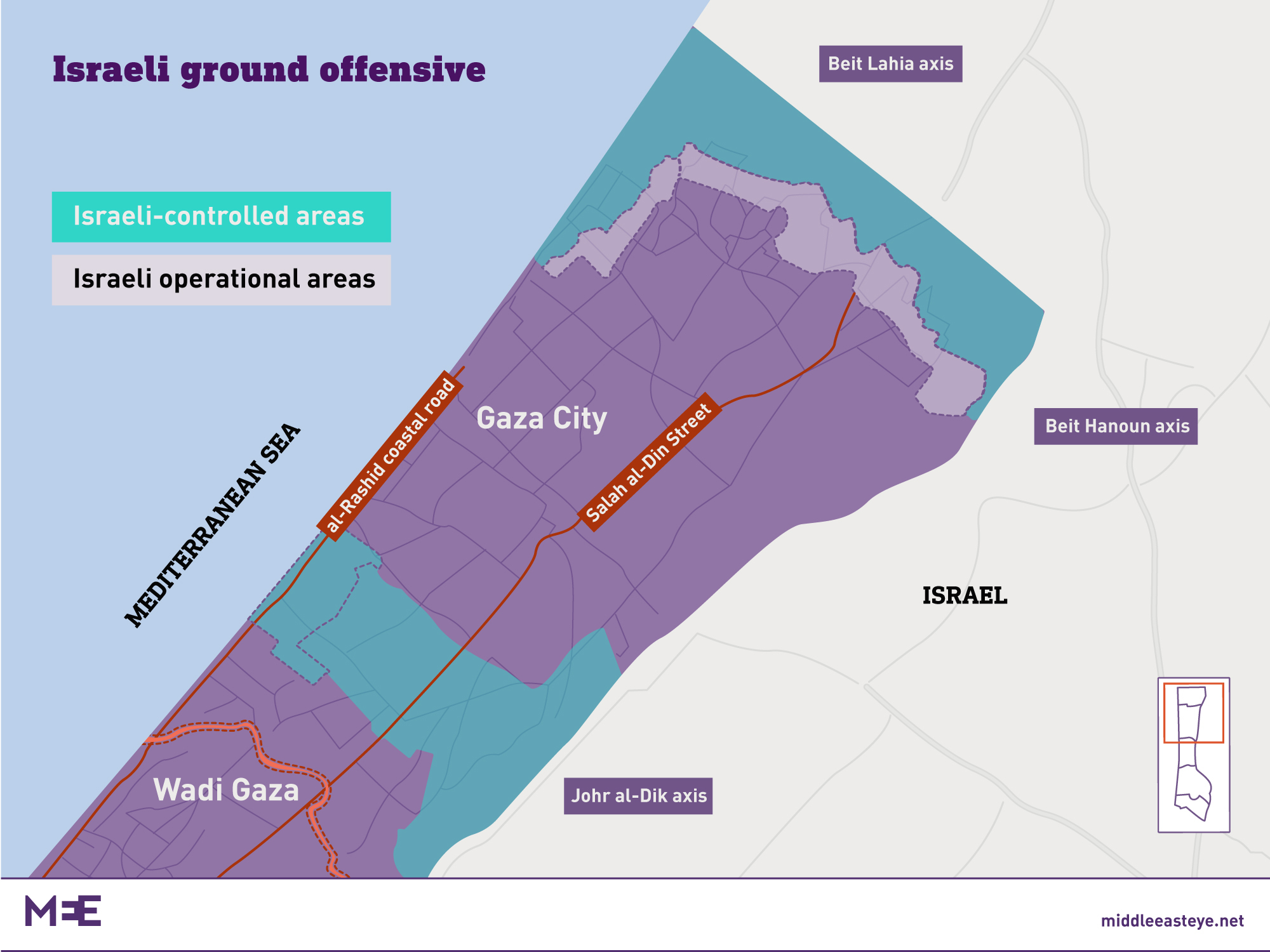 Israel ground offensive map, 3 November 2023