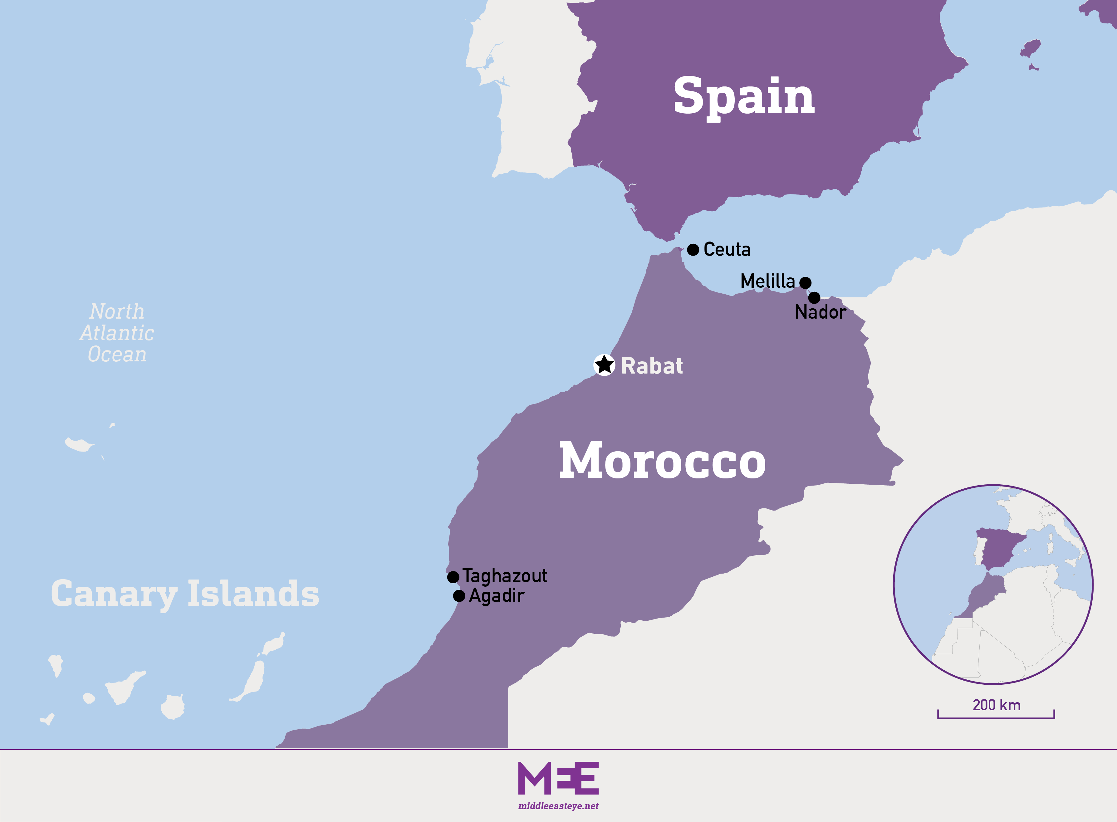 morocco map canary islands