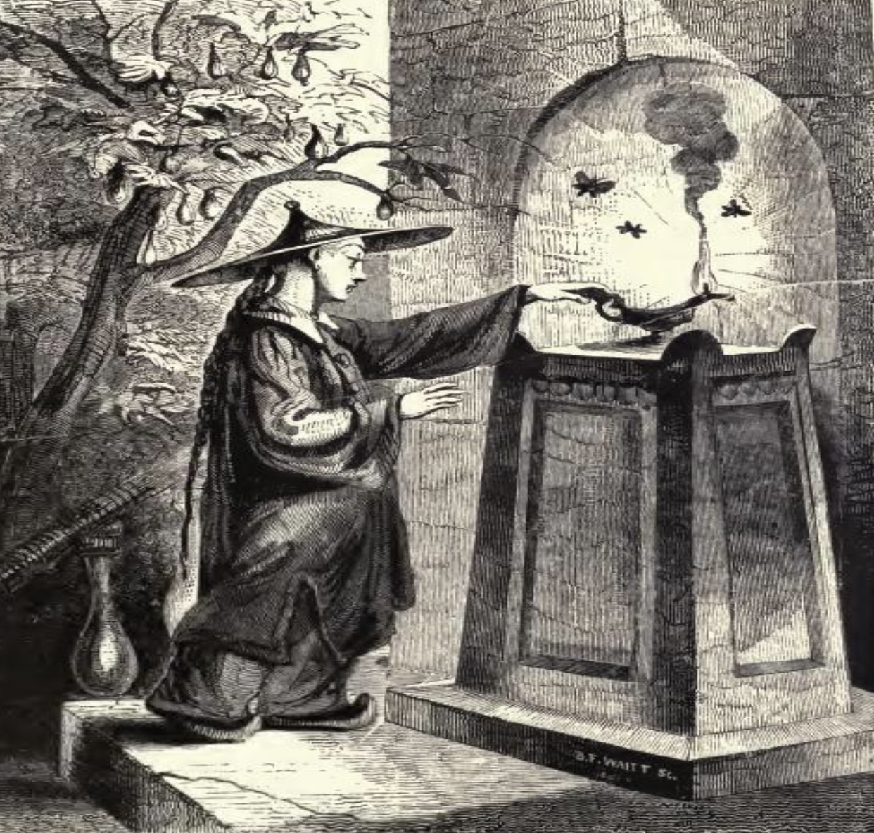 Représentation du moment où Aladdin trouve la lampe merveilleuse par le célèbre illustrateur américain Felix Octavius Carr Darley (1821-1888) (Wikimedia Commons)