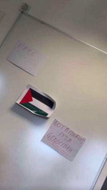 Picture of Palestine posters put up by students at Allerton George in Leeds (Supplied)