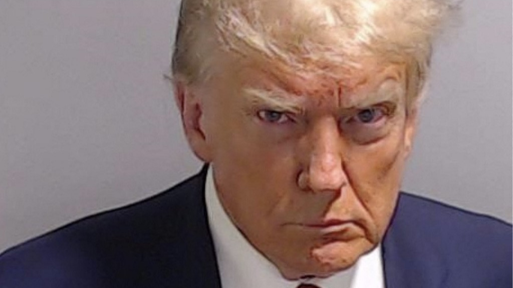 This handout image released by the Fulton County Sheriff's Office on August 24, 2023 shows the booking photo of former US President Donald Trump. AFP 2.jpg
