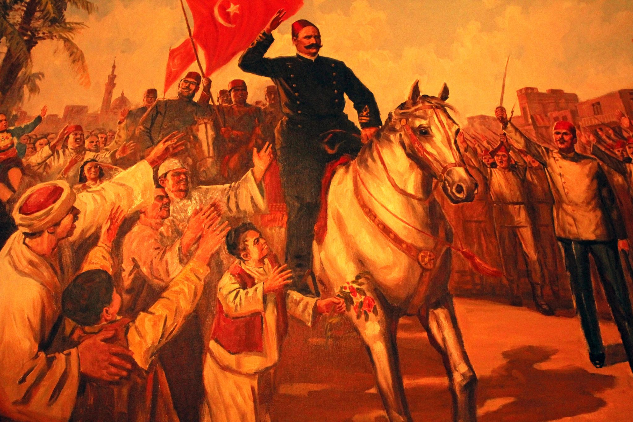 Painting of Ahmed Urabi, known as Urabi Pasha, showing the Protest against Khedive (ruler) of Egypt (Alamy)