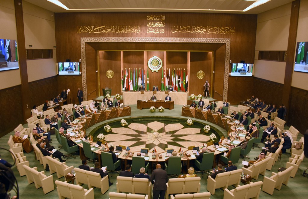The Arab League meets in Cairo on 8 February 2021 (Arab League/AFP)