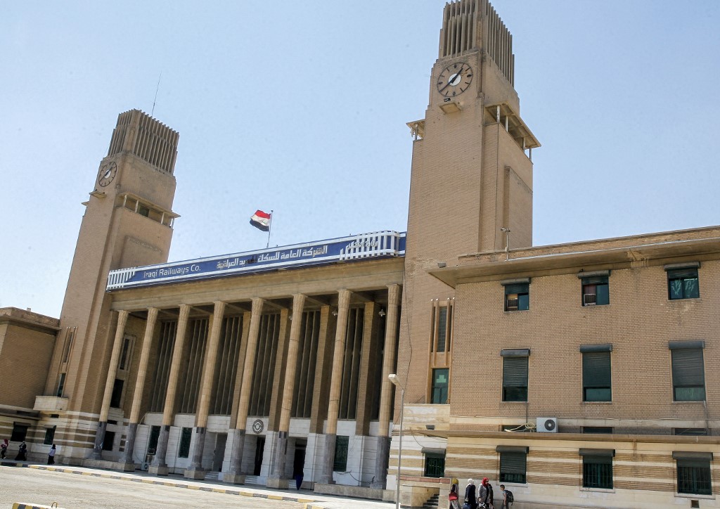 This picture taken on August 19, 2018 shows a view of the exterior of Baghdad Central Station in the Iraqi capital. 