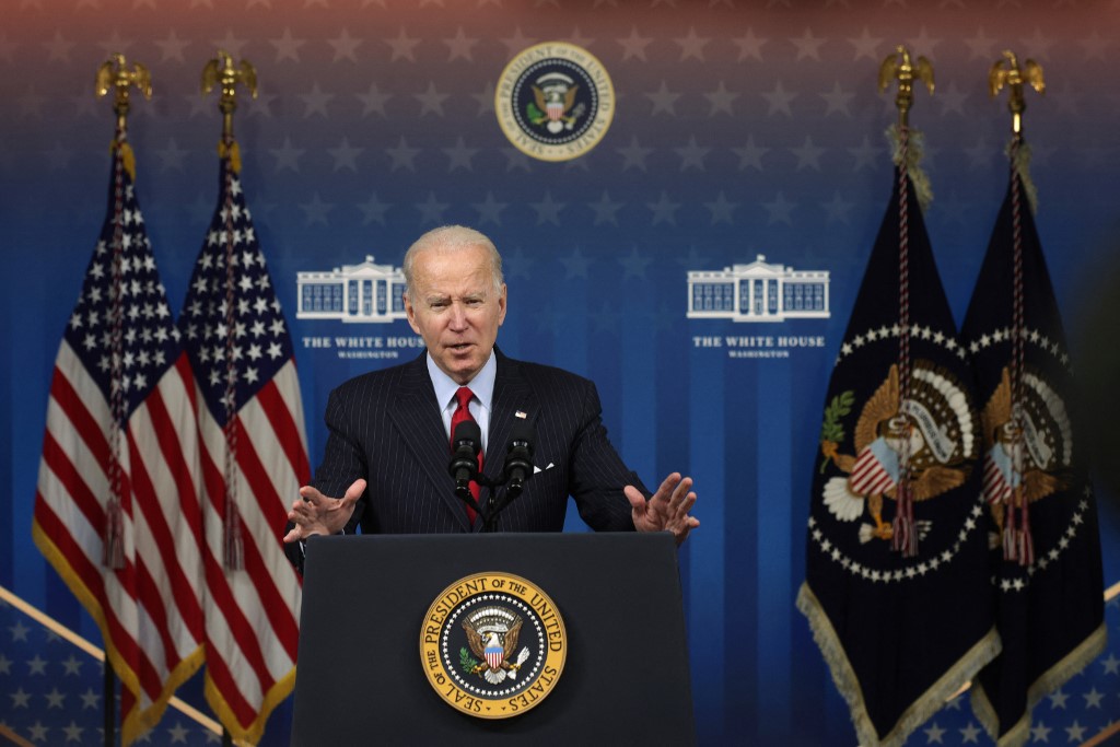 US President Joe Biden speaks in Washington on 23 November 2021 (AFP)