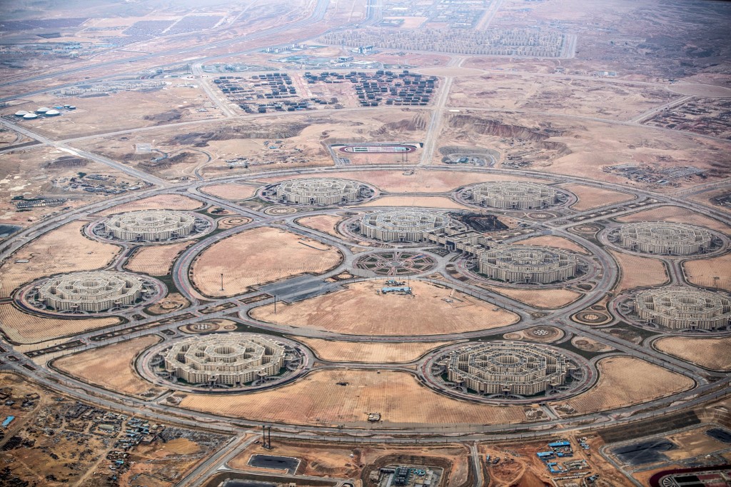 This picture taken on March 13, 2020 shows an aerial view of ongoing construction development at Egypt's "New Administrative Capital" megaproject, some 45 kilometres east of Cairo