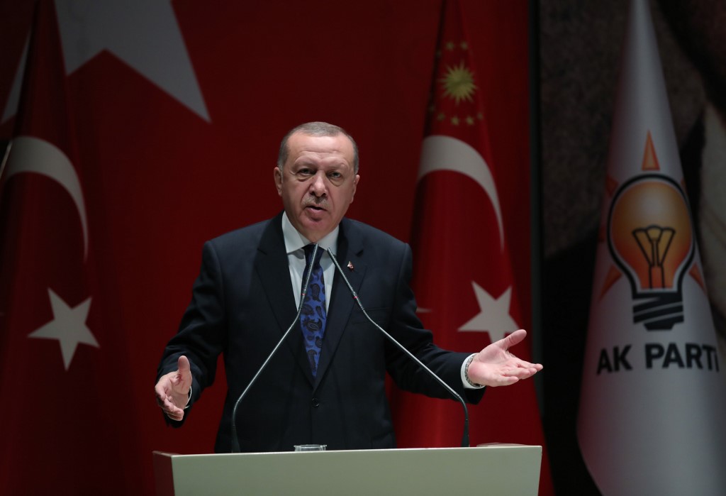 Turkish President Recep Tayyip Erdogan speaks in Ankara on 26 December (Turkish Presidential Press Service/AFP)