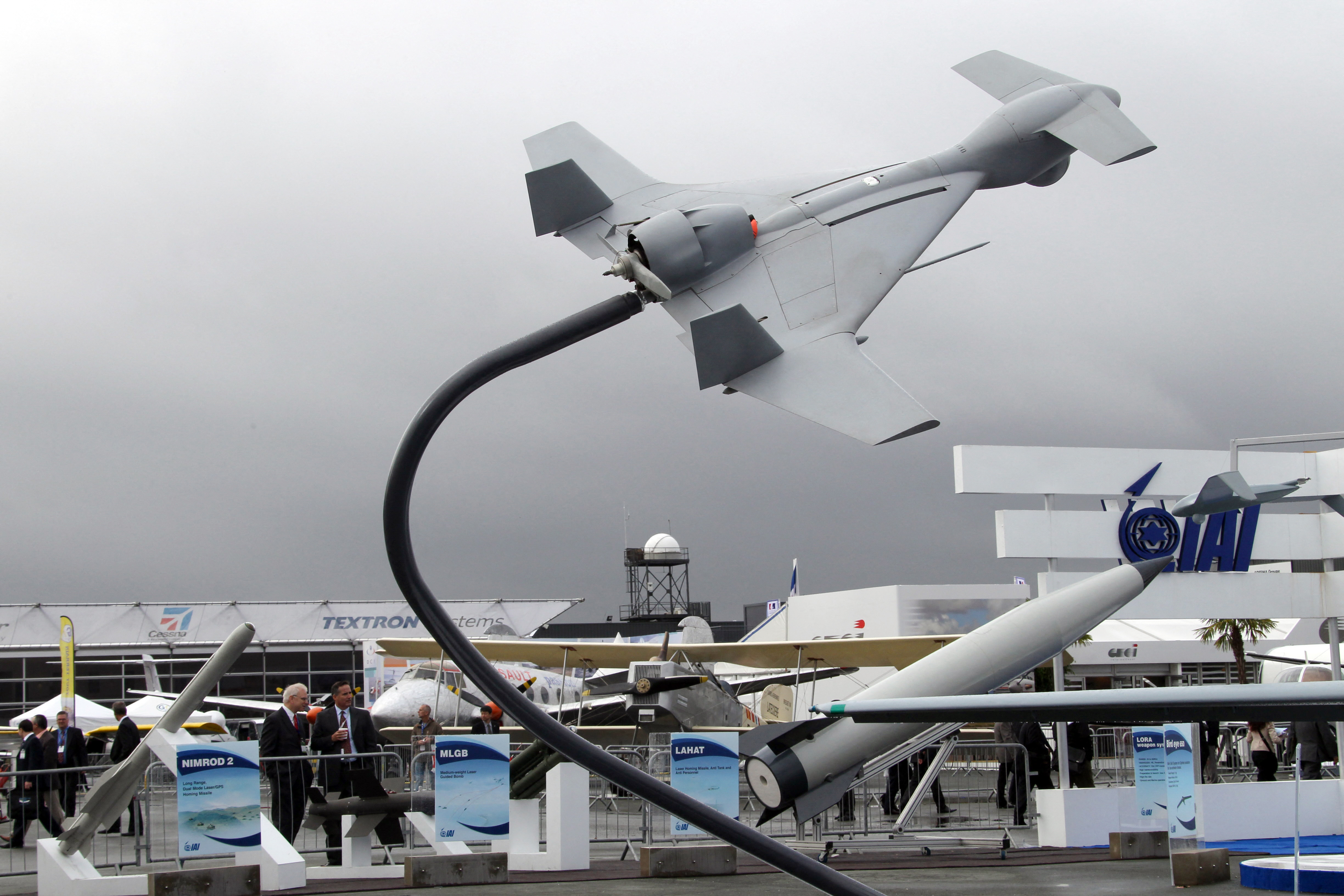An Israeli drone is displayed at the International Paris Air Show in June 2011 (AFP)