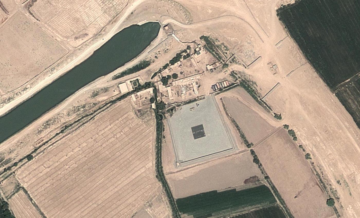Image satellite montrant une base de l’armée britannique à Quadrat, dans le district de Nad-e Ali, en Afghanistan (Google Maps)