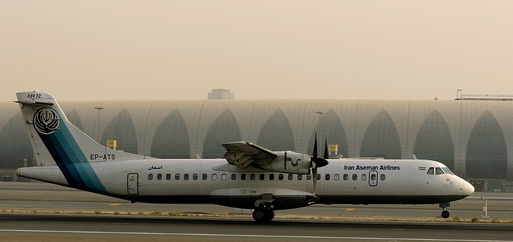 A French-made ATR-72 owned by Iran's Aseman Airlines sits on the tarmac at Dubai airport on July 29, 2008. AFP