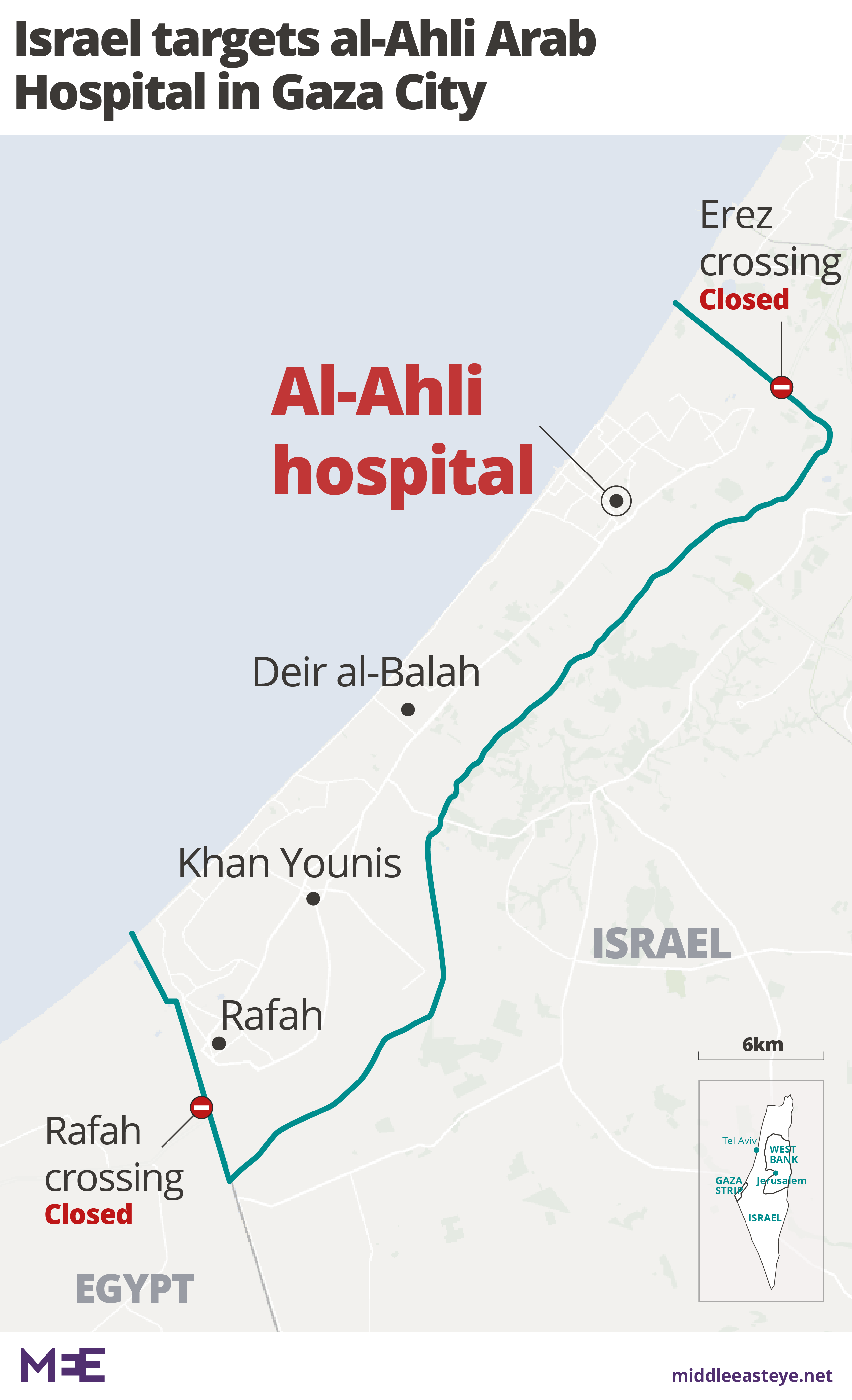 Map of Al-Ahli Arab Hospital in Gaza City which was bombed by Israel
