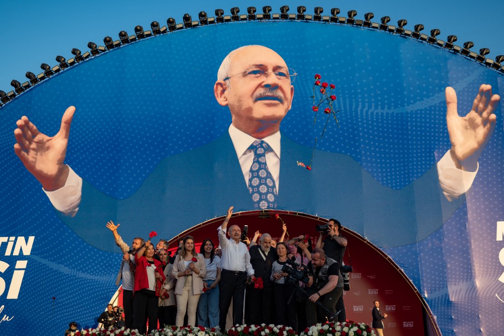 CHP leader Kemal Kilicdaroglu attends a rally in Istanbul, Turkey, on 21 May 2022 (AFP)