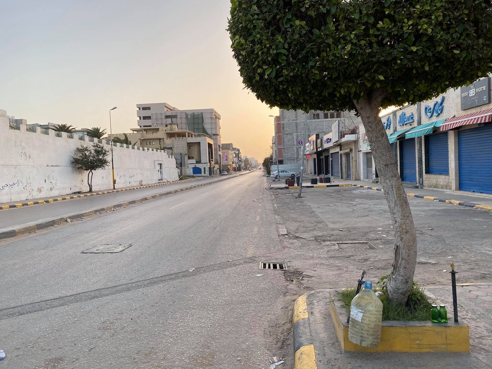 Libya coronavirus Tripoli empty street after curfew