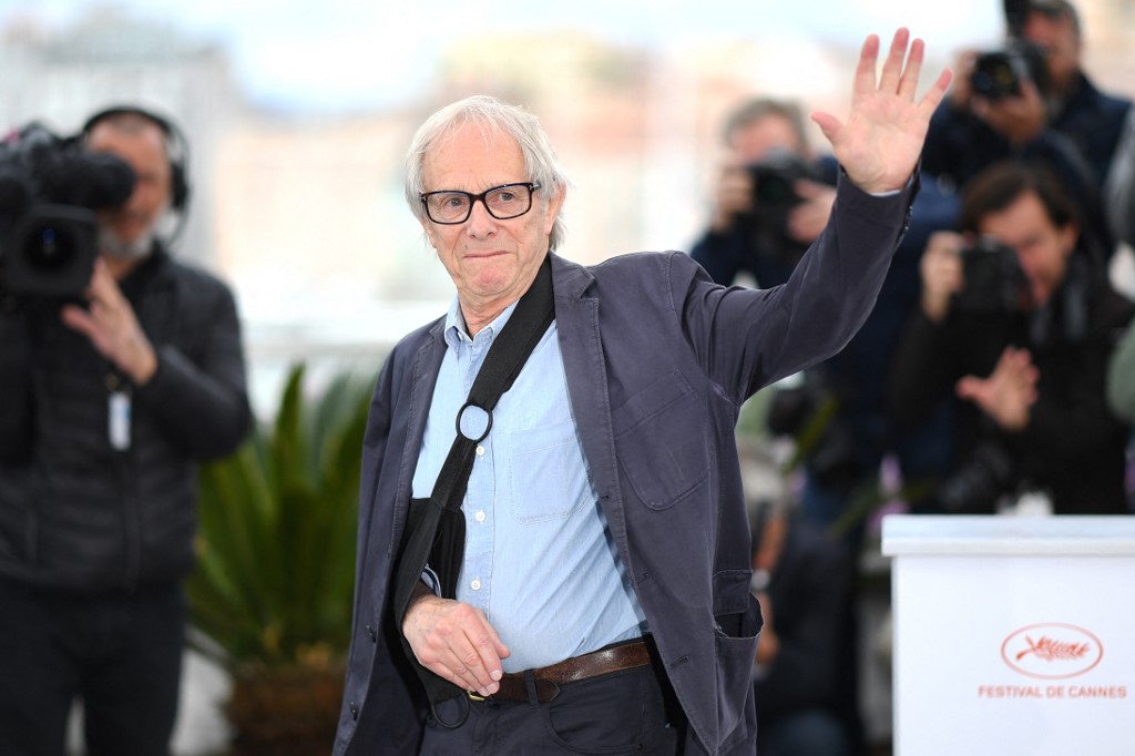 Film director Ken Loach waves during the Cannes Film Festival in 2019 (AFP)