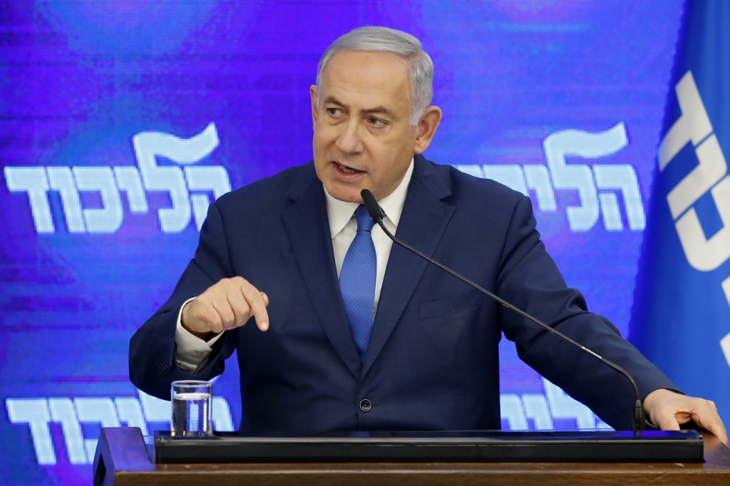 Israeli Prime Minister Benjamin Netanyahu speaks in Tel Aviv on 29 August (AFP)