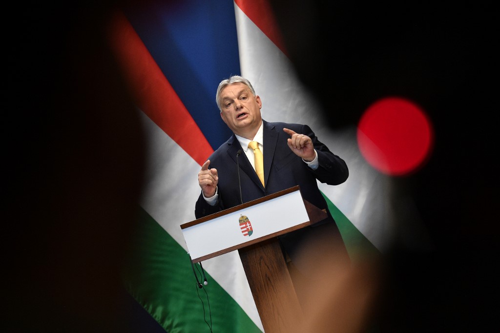 Hungarian Prime Minister Viktor Orban speaks in Budapest on 9 January (AFP)