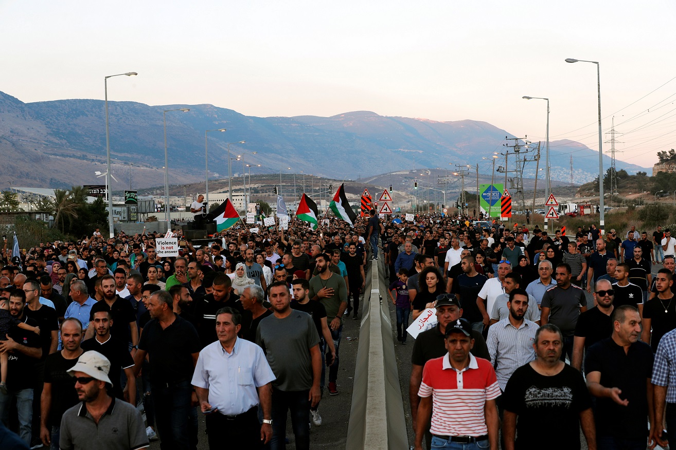 Protest against the Israeli police in Majd al-Krum earlier this month (Reuters)