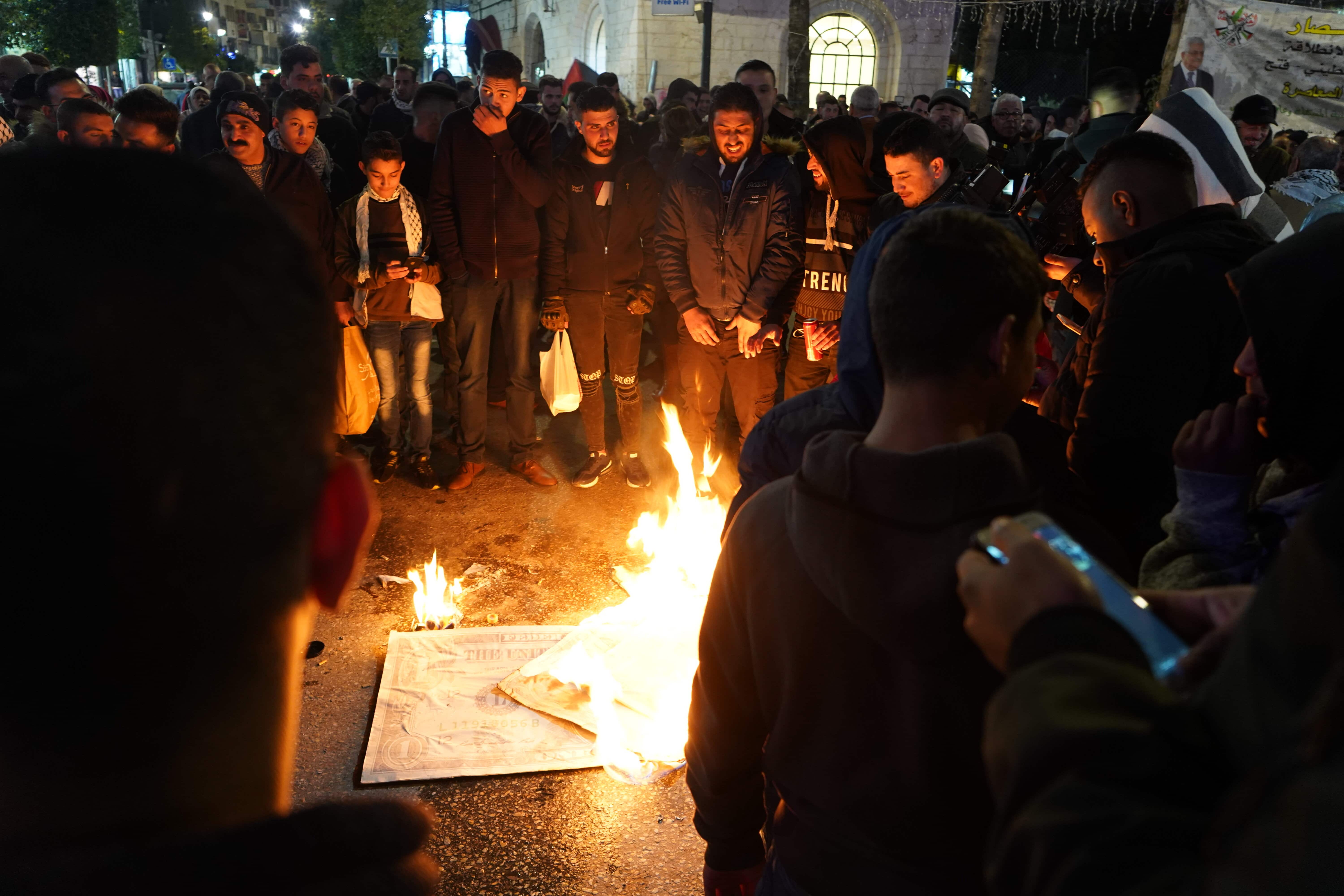 Palestinians protest in Ramallah