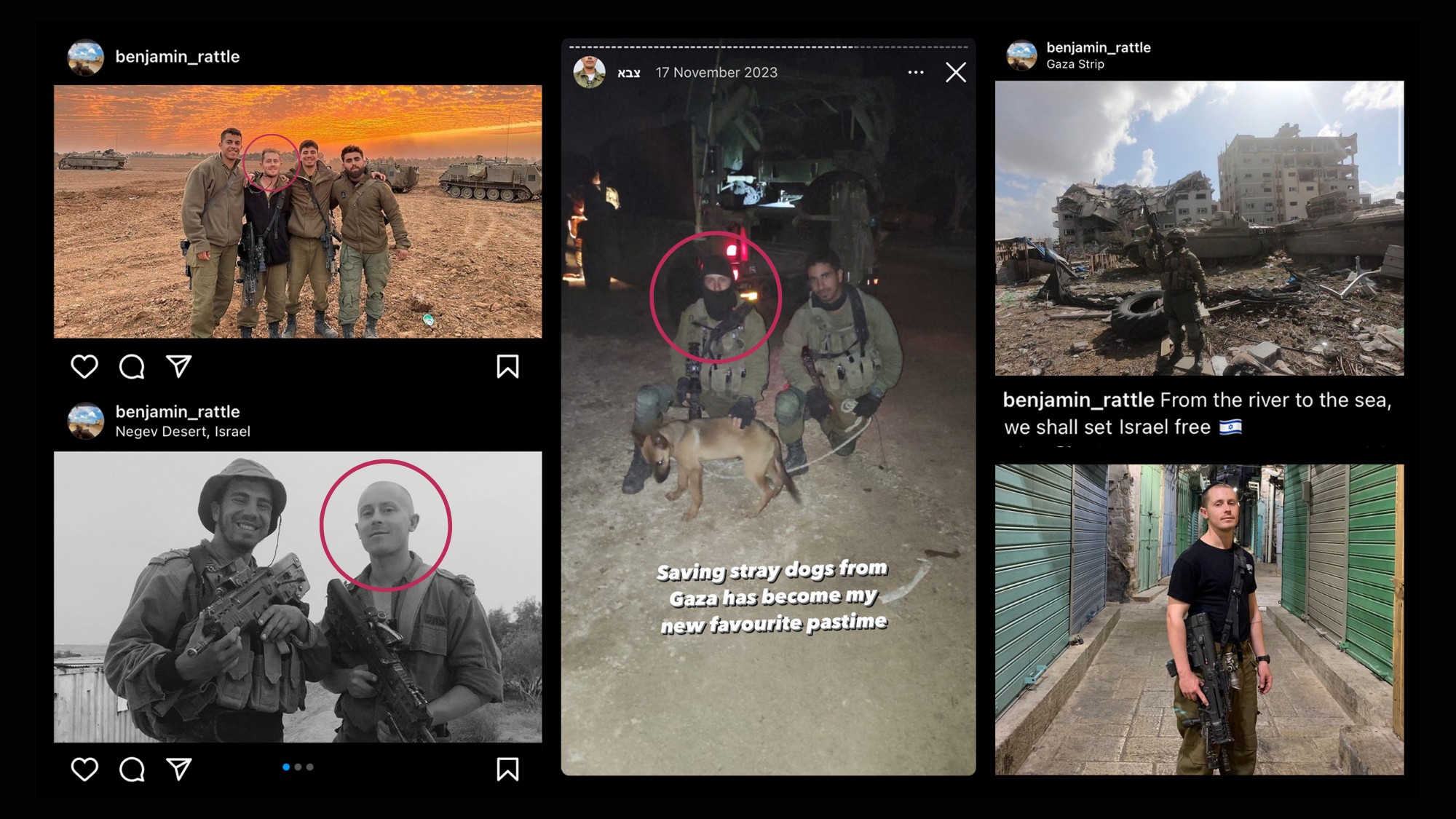 The PSC submitted 13 images from what they claim to be Benjamin Rattle's instagram accounts (MEE/Instagram)