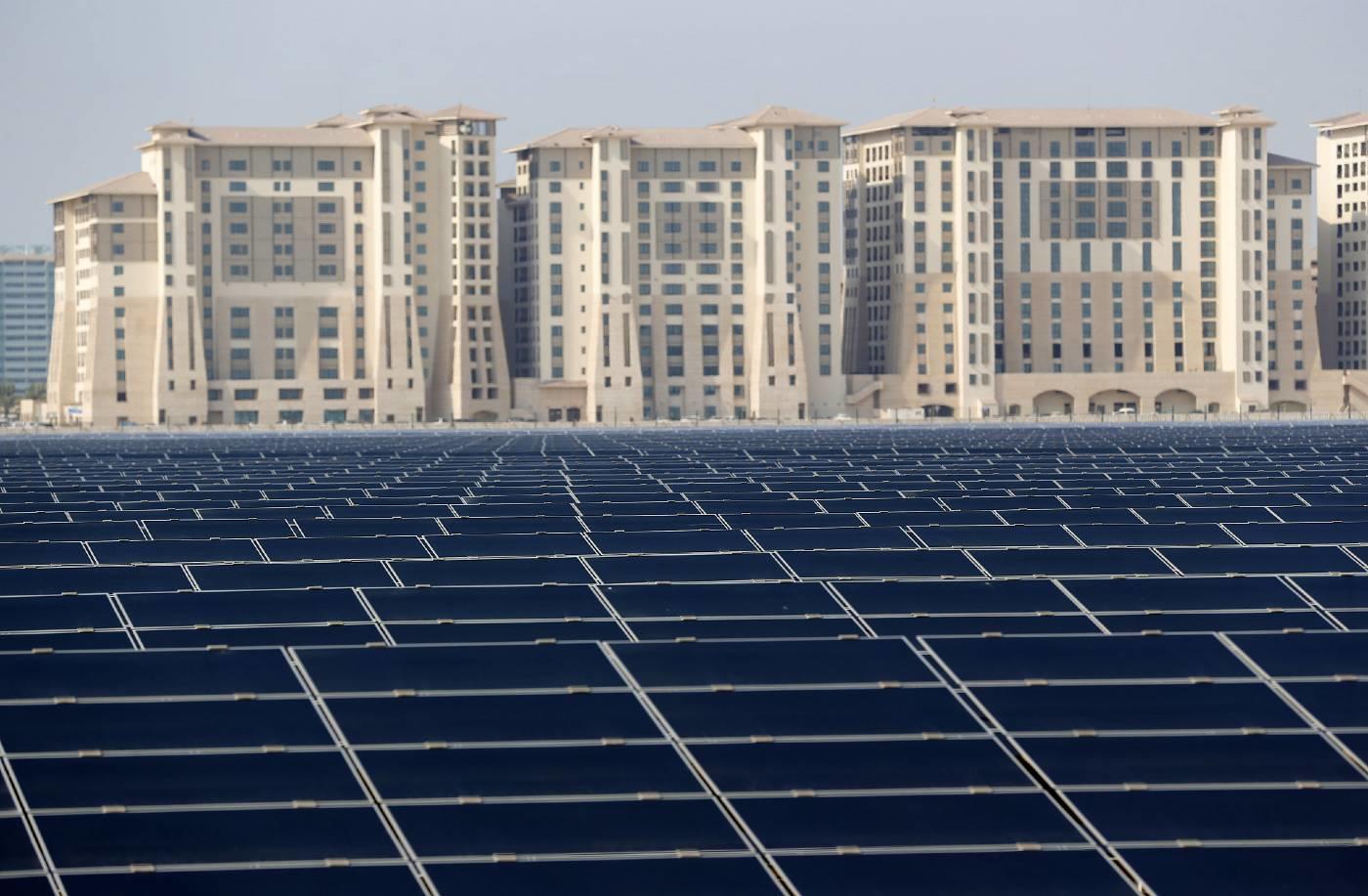 A 10-MW solar farm on the outskirts of Masdar City outside Abu Dhabi in October 2015 (AFP).